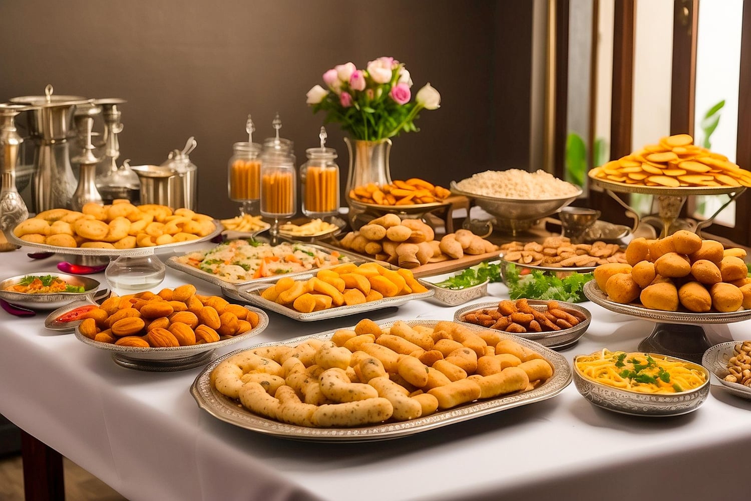 Mesa de coffee break montada